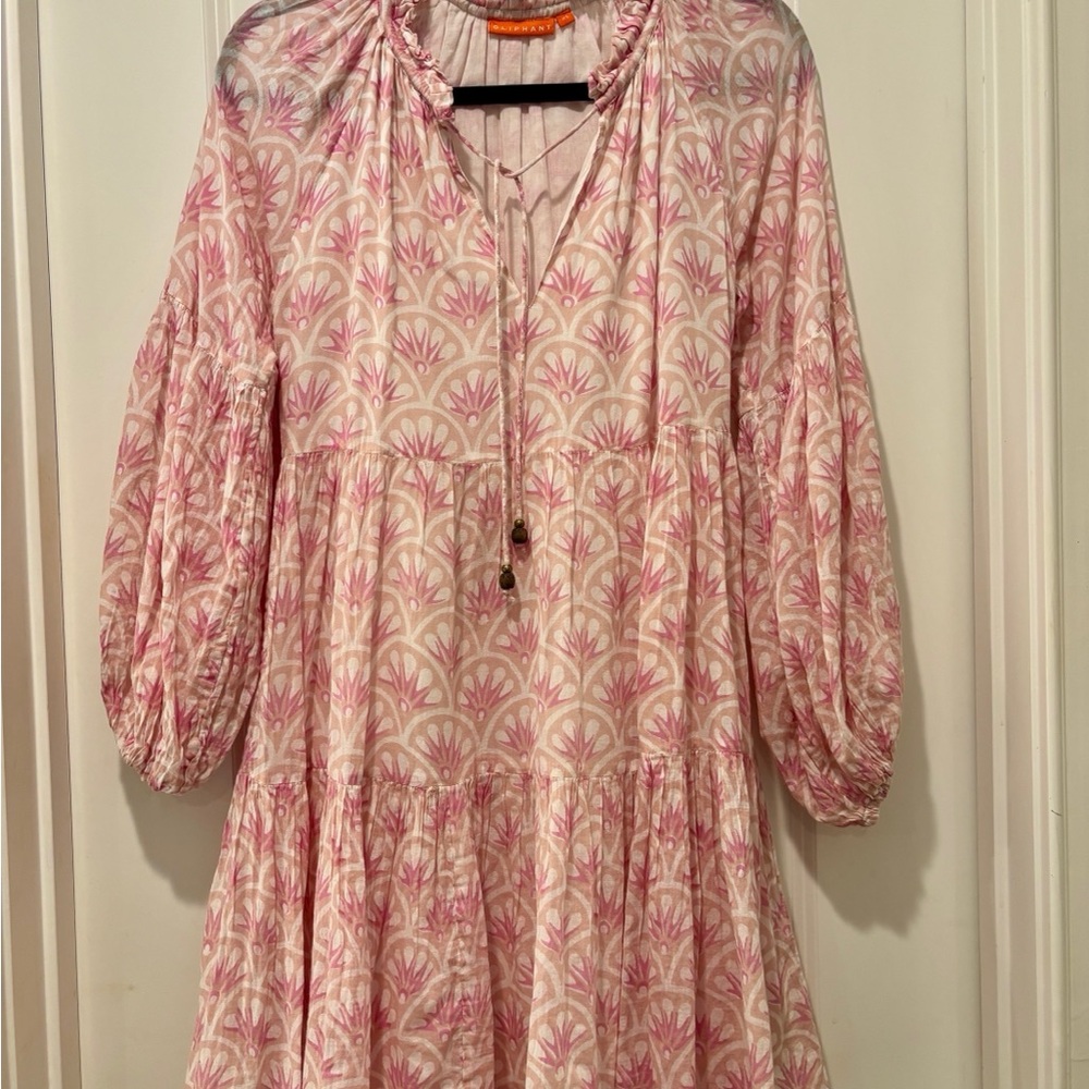 Oliphant Balloon Sleeve Drop Waist Mini Yoke Dress